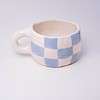 Rankų darbo keramikinis puodelis - languotas baby blue