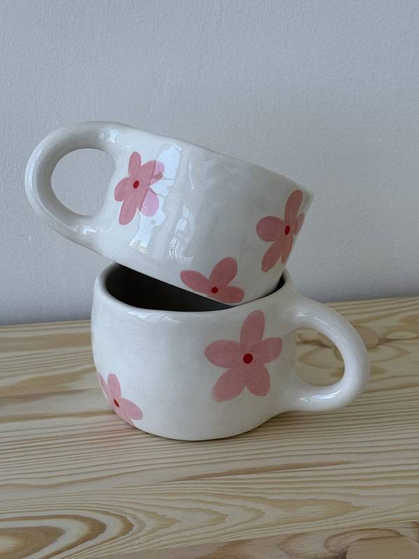 puodelis - gėlytė pink.