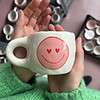 Puodelis - Pink smiley face