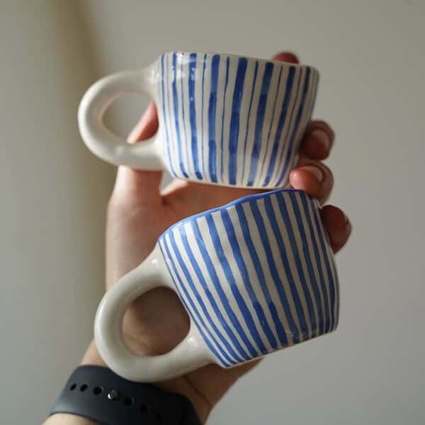 Espresso puodelis - top blue stripes