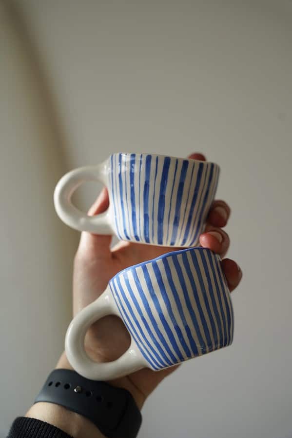 Espresso puodelis - top blue stripes